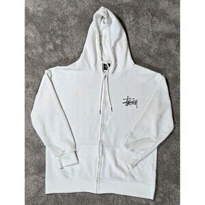 Stussy Basic Stüssy Zip-Up - Hoodie / Sweater - White - SZ Men's Large - *CLEAN*